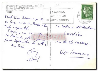 Lac de Lacanau — Kamp 'Le Tedey' — Edities van Kunst Yvon — Achterkant