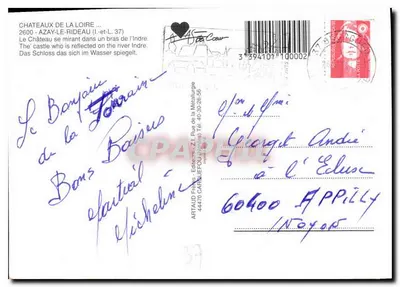 Azay-le-Rideau — Castelo da Loire — editor ARTAUD Fils — Verso