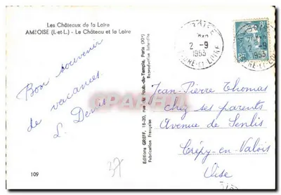 Les Châteaux de la Loire — Le Château et la Loire (XIe) — Éditions Greff, n°109 — Verso