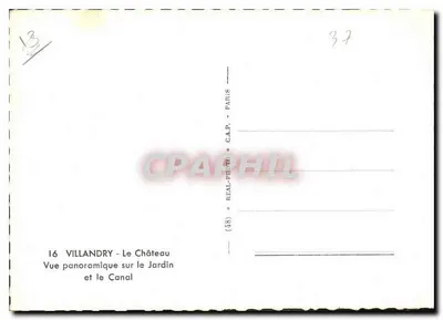 Villandry — Zamok i ogród — Panoramiczny widok na kanał — C.A.P. Paryż — Rewers