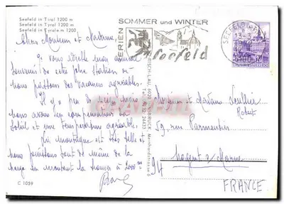 Seefeld in Tirol — stacja narciarska — wydawnictwo C 1059 — Rewers