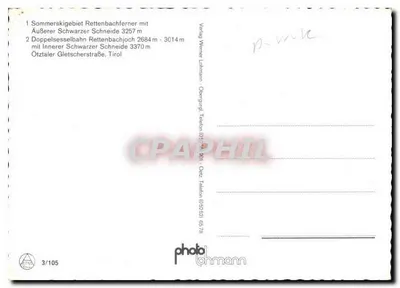Rettenbachferner — zasne szczyty i stacja — wydawca Werner Lohmann, nr 3/105 — Rewers