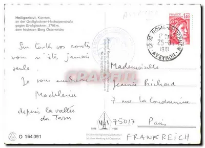 Heiligenblut, Austria — widok panoramiczny z kościołem i zasnieżonymi górami — wydawca Monopol-Verlag Schollhorn, nr 164 091 — Rewers