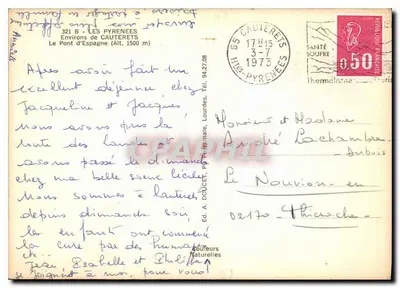 Ponte d'Espagna — Bambini di Cauterets (Alt. 1500 m) — Ed. A. Doucet, n° 321 B — Verso