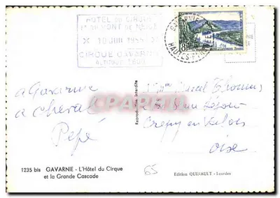 Gavarnie - Hotel du Cirque i Wielka Kaskada — Wydawnictwo QUISAULT - Lourdes — Rewers