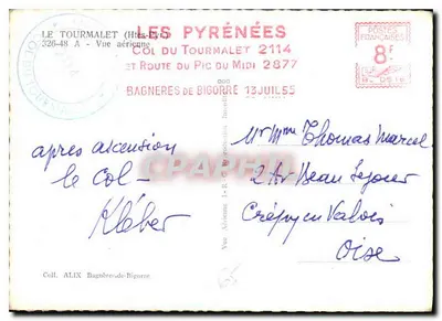 Col do Tourmalet — Vista aérea — Cell. ALIX Bagnères-de-Bigorre — Verso