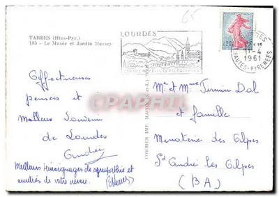 Ogród Massey — Tarbes (Wysokie Pyrenées) — Lourdes Imp. Maco — Rewers