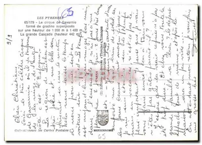I Pirenei - Il circo di Gavarnie — Edizioni moderne "Thibolé", Limoges, n° 65/179 — Verso