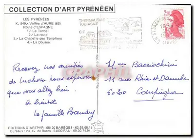 Route d'Espagne — View of tunnels, roads and chapel in the Pyrenees — Éditions d'Art Pyrénées — Back
