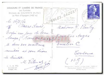 Pont d'Espagne — De Pyreneeën — Edities van Kunst YVON — Achterkant