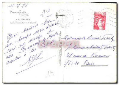 Port Honfleur — widok z południowego portu — La Cigogne — Rewers