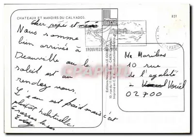 Zamek w Calvados — Fontaine Henry, Creully, Coupesarte, Brecy, St-Germain de Livet, Balleroy, Falaise, Bellou — Wydawca Leconte, nr 831 — Rewers