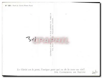 Pont du Gard — Foto Pauc — N° 260 — Drukarnia Centrale St-Jacques, Paryż — Rewers