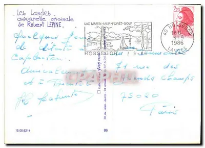 Foresta Landaise — acquarello di Robert Lepine — edizioni Jean Jaurès — Verso