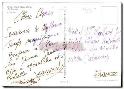 Formentor (Mallorca) — widok panoramiczny z wysokich skał i wyspy Cabrera — Fotograf Campàs & Hug-Ferrán, N.º PM 393 — Rewers