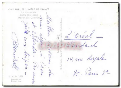 Dom Quatrans — Caen — Wydawnictwo La Normandie — Rewers