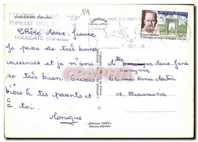 Nowoczesna pocztówka Dives-sur-Mer Calvados — Rewers