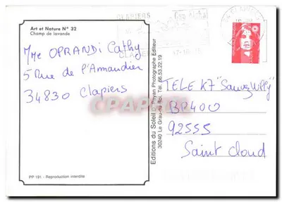 Pole lawendy — Wydawca D. Payan, seria Art et Nature N° 32 — Rewers