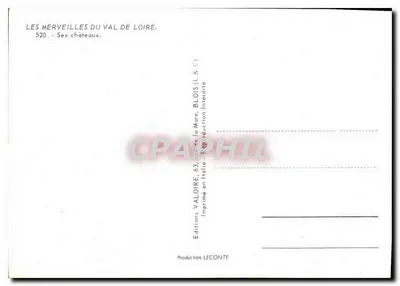Castelos da Loire — Coleção de 10 castelos — Éditions Val de Loire, n°520 — Verso