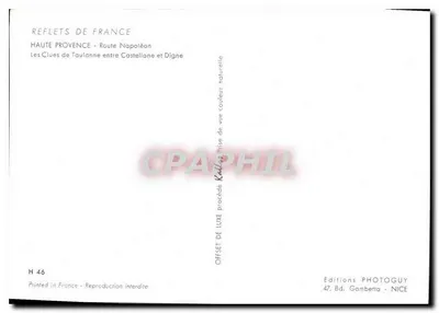 Les Clues de Taulanne entre Castellane e Digne — Estrada Napoléon — Edições PHOTO GUY — Verso