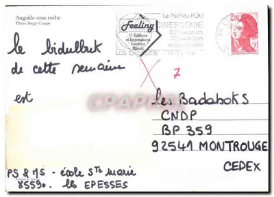 Rybak przy zachodzie słońca — Anguille sous roche — Wydawnictwo Feeling, Combier — Rewers