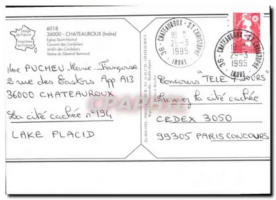Châteauroux — widok miasta — Drukarnia J. Bouchet — Rewers