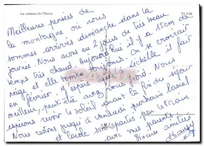 Cabane zimowa — zasne góry — wydawca IRIS, n° 74 156 — Rewers