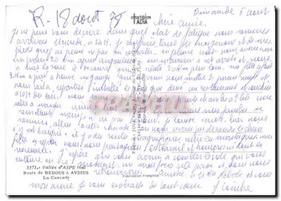 De Waterval — Val d'Aspe (64) — Uitgave e JOVE, Franse fabricatie — Achterkant