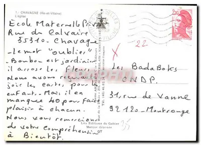 Chavagne (Ille-et-Vilaine) — A Igreja — Pierre Arnaud & Cie, editores — Verso