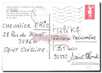 Pałac Świętego Jerzego — Rennes — Éditions d'art Yvon — Rewers