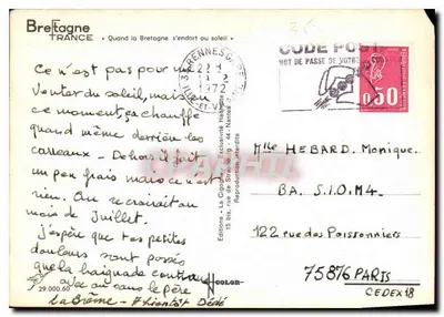 Bretanha — Quando a Bretanha dorme sob o sol — Éditions La Closerie, Nantes — Verso