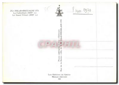 Dol-de-Bretagne — La Cattedrale (XIII secolo) — Il Grande Vetrata (XIII secolo) — Edizioni Pierre Artaud & Cie, Nantes — Verso