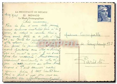 O Museu Oceanoográfico — Principado de Mônaco — Edições MARV, Nice — Verso