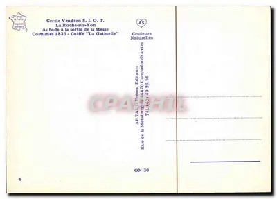 Aubade alla uscita della Messa — Costumi 1835 — Cercle Vendéen S.I.O.T. — Editore ARTAUD Frères — Verso