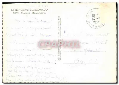 Monako — Monte-Carlo — Widok panoramiczny i Kasyno — Wydawca Les Éditions Mar, nr 2852 — Rewers