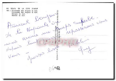Côte d'Azur à Noite — Nice, Monaco, Menton — Edição Y.P.A. 100 — Verso