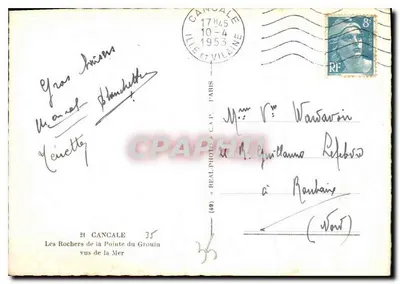 Les Rochers de la Pointe du Grouin — visão do mar — editor C.A.P. n° 35 — Verso