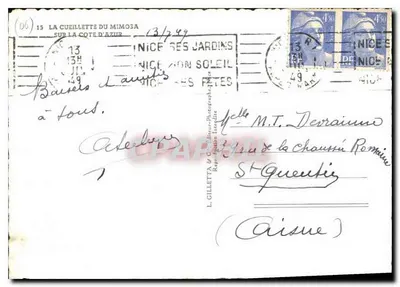 Duas jovens mulheres colhendo mimosa — A Colheita do Mimosa — L. Gilletta & Cie, Nice — Verso