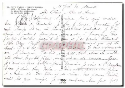 Nizza - La rue Sainte-Claire — pittoreske uitzicht — Uitgaven GILLETTE, n° XR209 — Achterkant