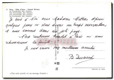 Nizza - Costa d'Azurra - La Promenade des Anglais — Edizioni NIGETTA, n°41 — Verso
