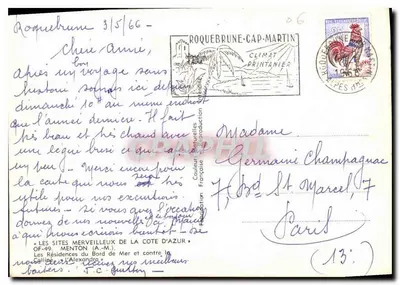 Menton — widok z lotu z rezydencjami nad morzem — CPAPHIL — Rewers