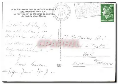 Nowy port wypoczynkowy w Garavan — na tle Starego Menton — naturalne cięcia — Rewers