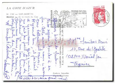Menton — widok drogi do Kapitanki — CLIMAT PRINTANIER, n° M. 236 — Rewers