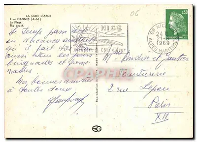 Cannes — Plaża — Wydawca Côte d'Azur — Rewers