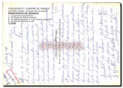 Monako — Widok nocny na Monte-Carlo i port — Wydawnictwo Jean-Jaurès — Rewers