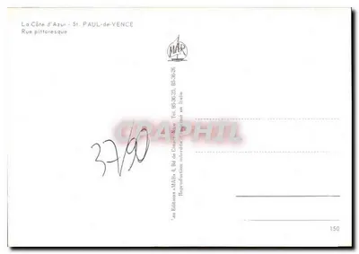St. PAUL-de-VEANCE — Rua pitoresca — Editor MAI, n°150 — Verso
