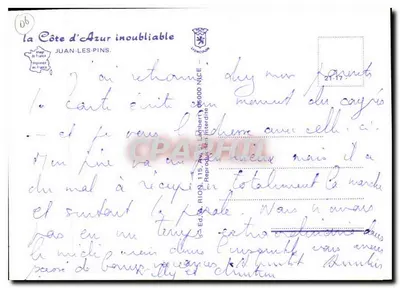 Juan-les-Pins — vista da praça com fonte e praia — n°06 — Verso
