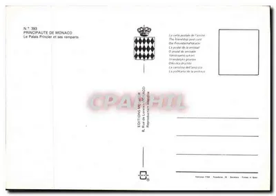 Pałac Książęcy i jego murawice — Monako — Wydawnictwo Mécur — Rewers
