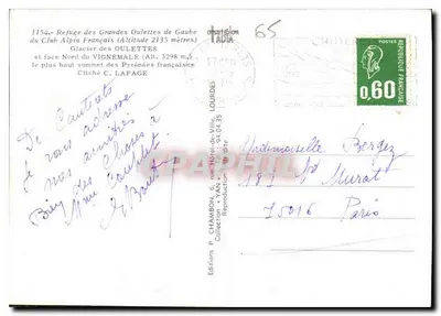 Refúgio das Grandes Oulettes de Gaube — Glaciar das Oulettes — Edições P. CHAMBON — Verso