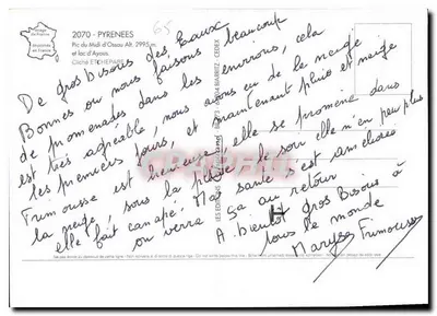 Pic du Midi d'Ossau — Lago d'Ayous — Editore ETCHEPARE — Verso